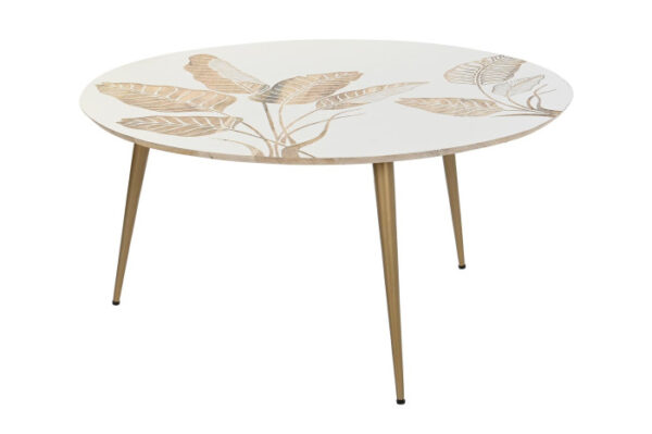 Mesa Centro Mango Hoja Blanco 90X90X45